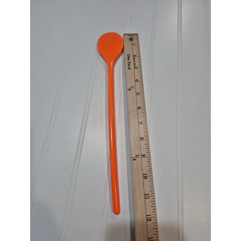 Vintage Orange Melamine Ware Long Mixing Cooking Stir Spoon Utensil 12 Inches